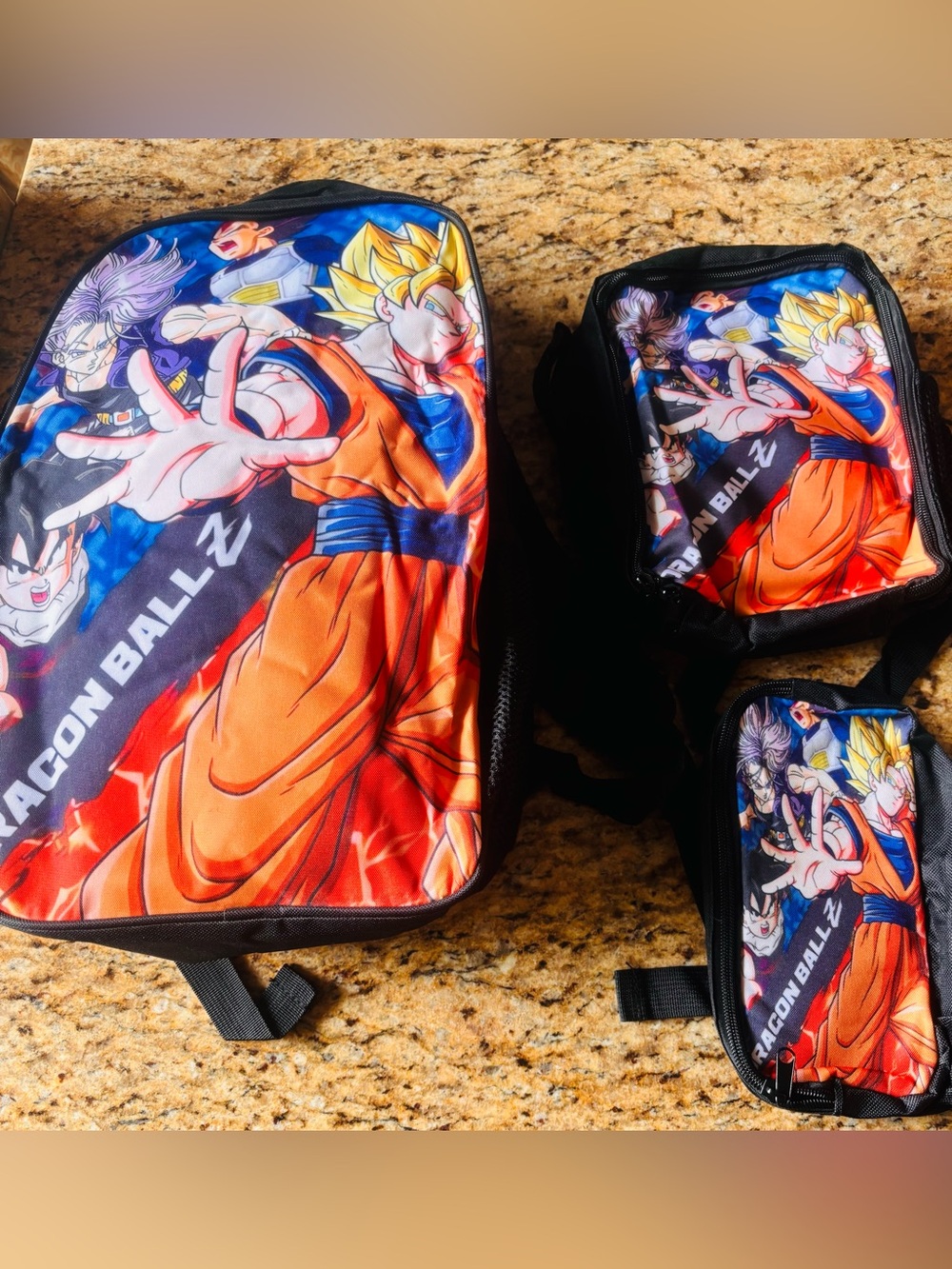 NEW-3PC Dragon Ball Z BIOWorld Backpack Set with Lunch Box and Pencil Case